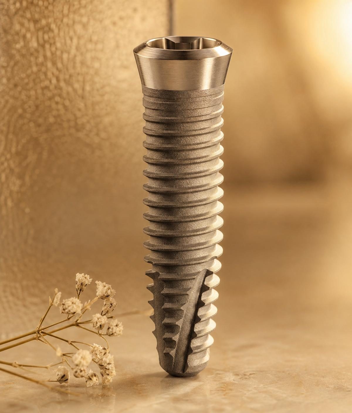 Tytanowy implant stomatologiczny — kompozycja editorial